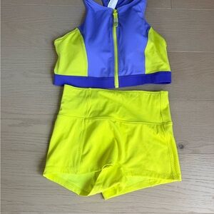 Fabletics Swim Set Large zip top Médium high-waist bottom